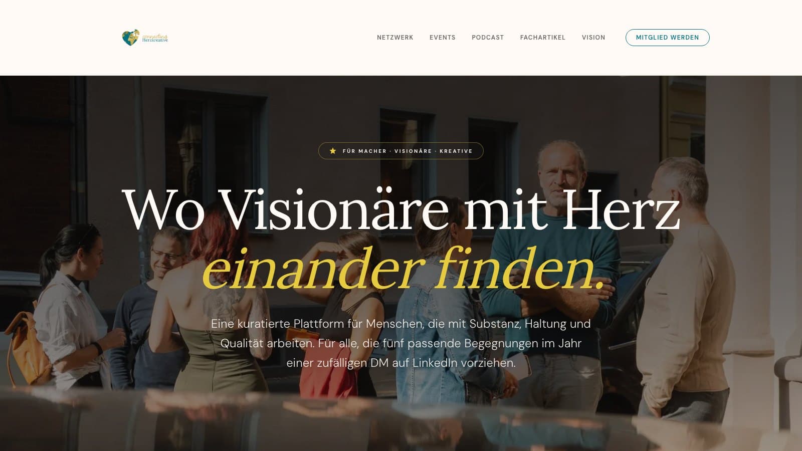 Connecting Herzkreative: Kuratiertes Macher-Netzwerk, built with Claude